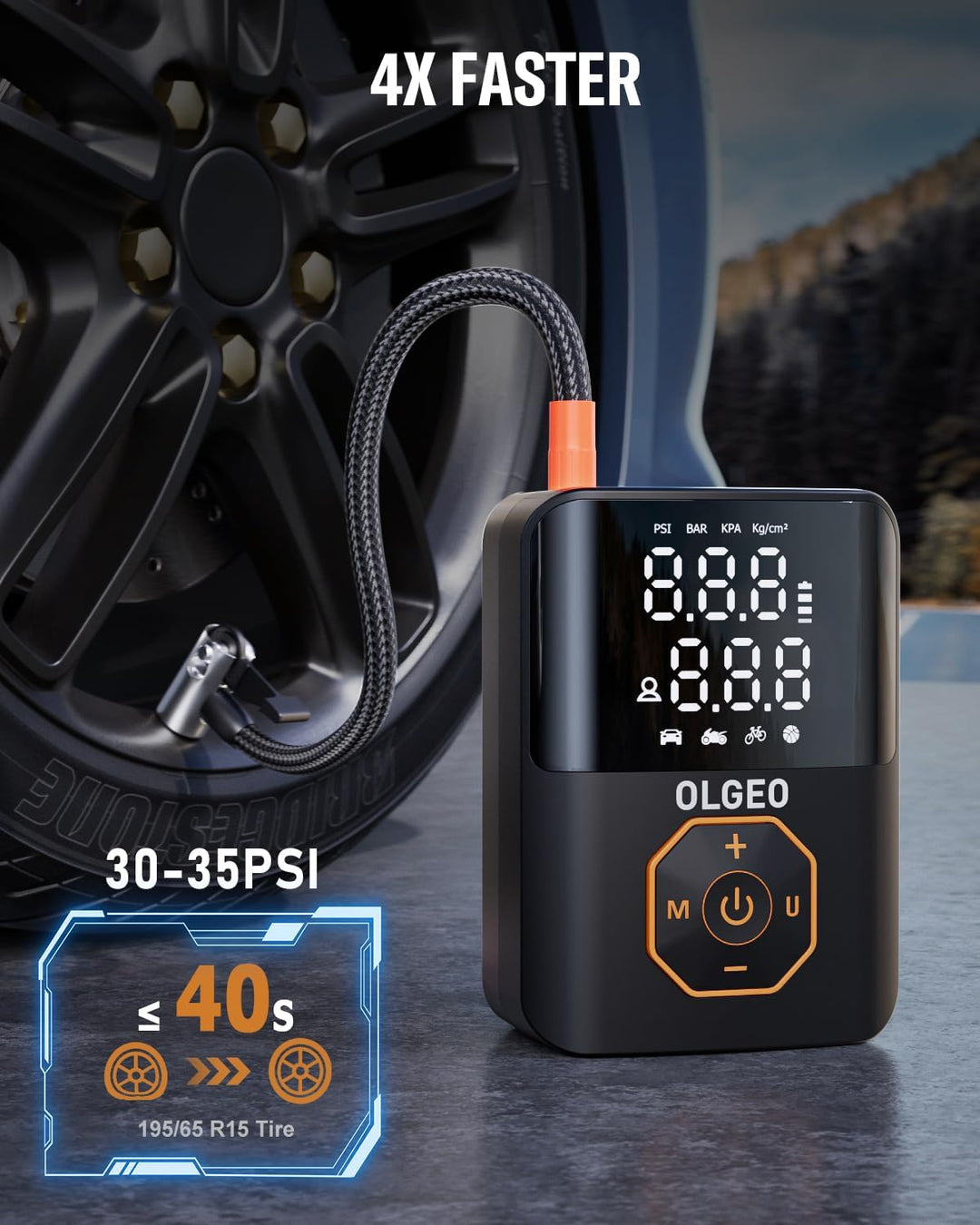 Portable Tire Pump - 18000mAh Air Compressor for Cars and Motorcycles-Nora Luxe