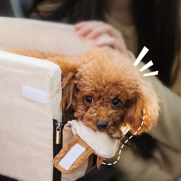 Portable Travel Basket for Small Dogs - TravelBuddy-Beige-Nora Luxe
