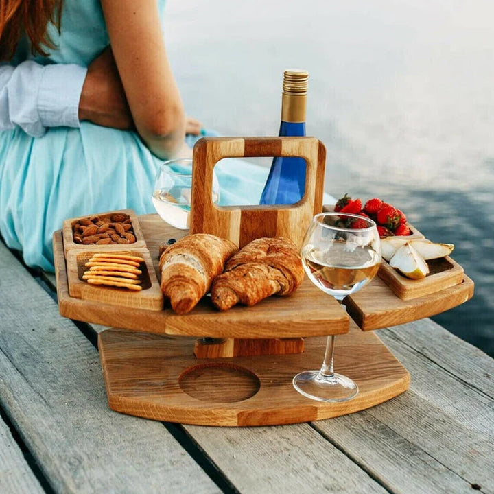 Portable Wooden Picnic Wine Table - WineNest-Nora Luxe