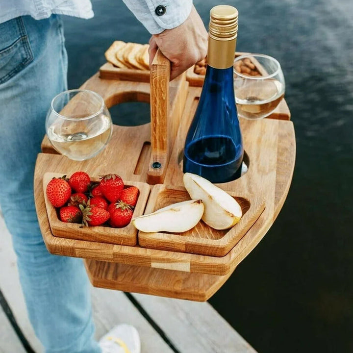 Portable Wooden Picnic Wine Table - WineNest-Nora Luxe