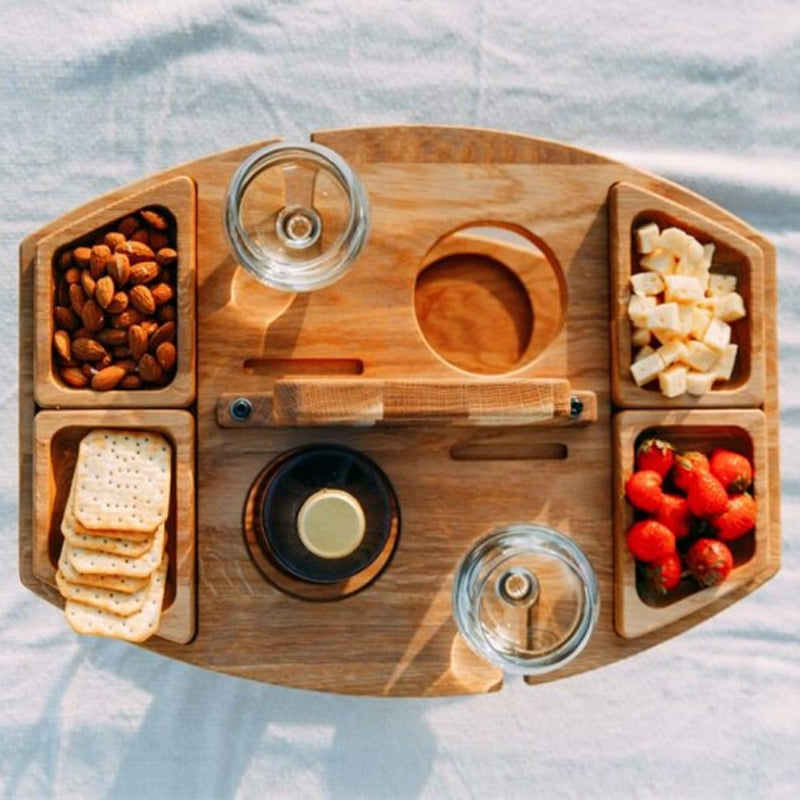Portable Wooden Picnic Wine Table - WineNest-Nora Luxe