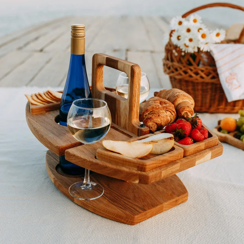 Portable Wooden Picnic Wine Table - WineNest-Nora Luxe
