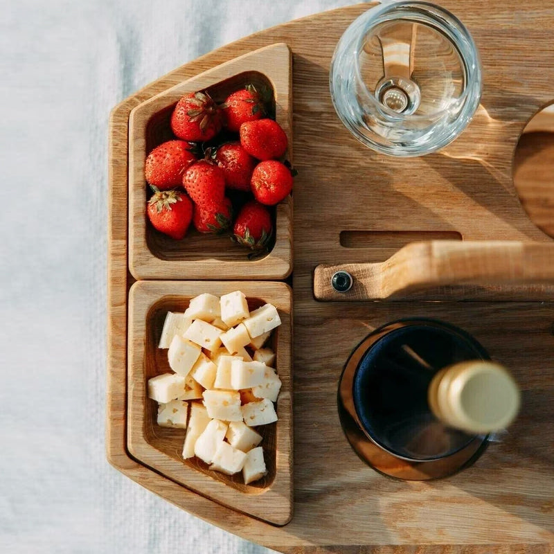 Portable Wooden Picnic Wine Table - WineNest-Nora Luxe