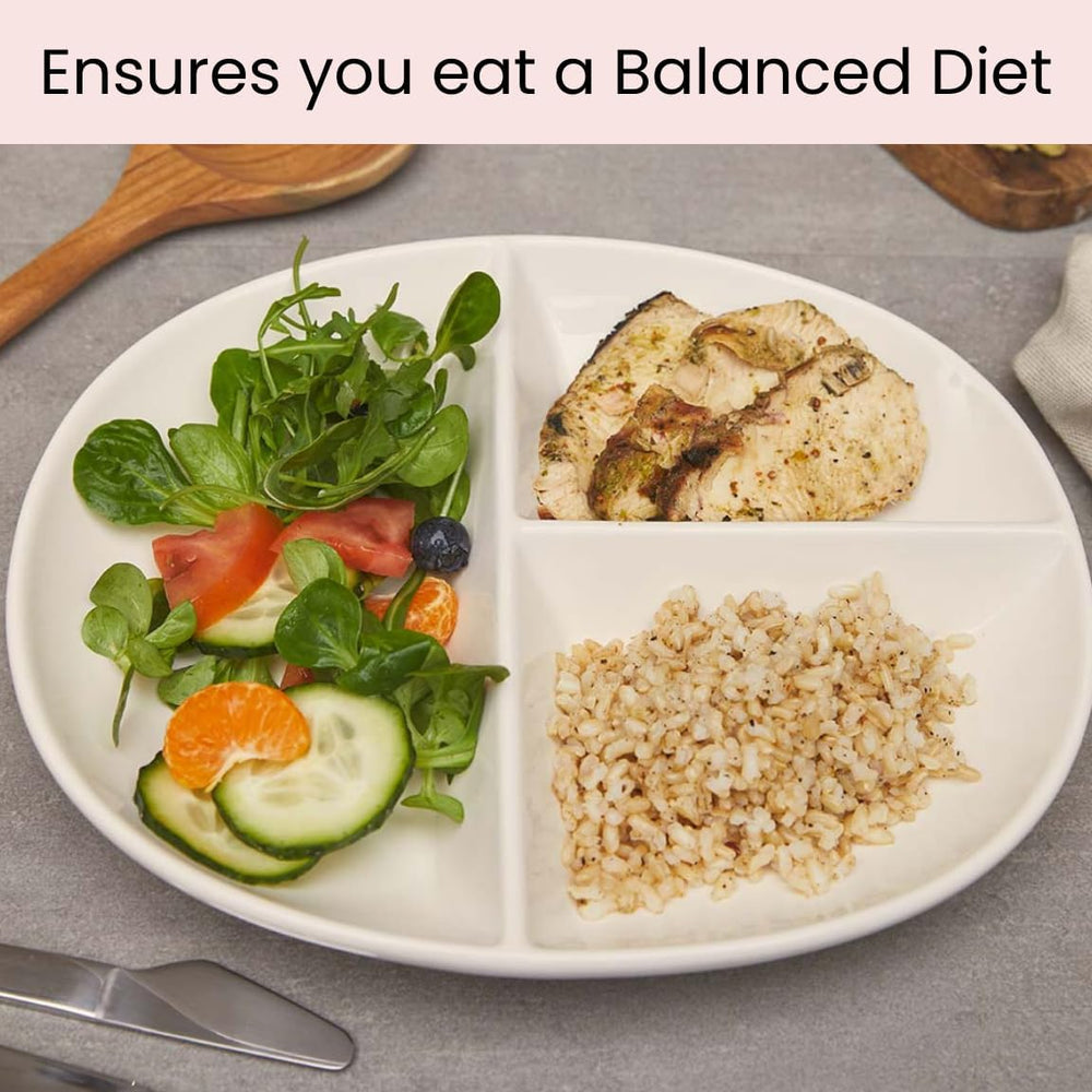 Portion Control Board for Diabetic & Bariatric Diet - Porcelain-1-Nora Luxe