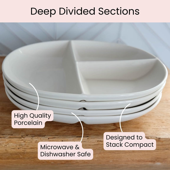 Portion Control Board for Diabetic & Bariatric Diet - Porcelain-1-Nora Luxe