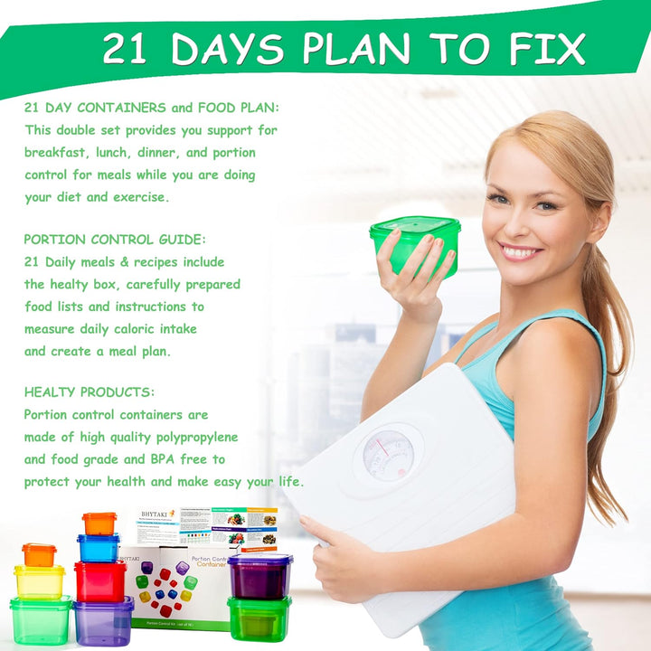 Portion Control Containers (14-Piece Set) - 21 Day Fix for Weight Loss-Nora Luxe