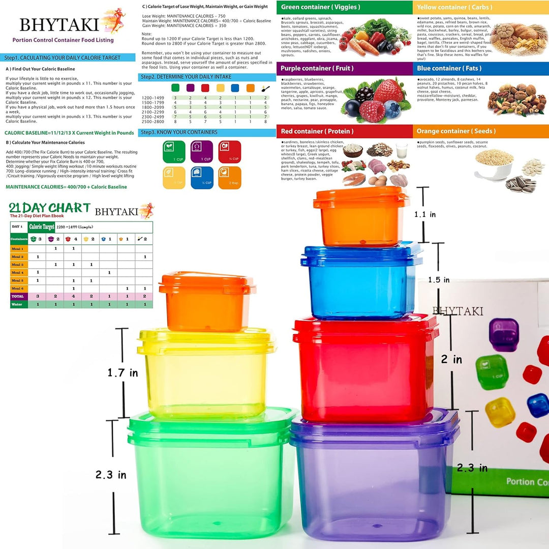 Portion Control Containers (14-Piece Set) - 21 Day Fix for Weight Loss-Nora Luxe
