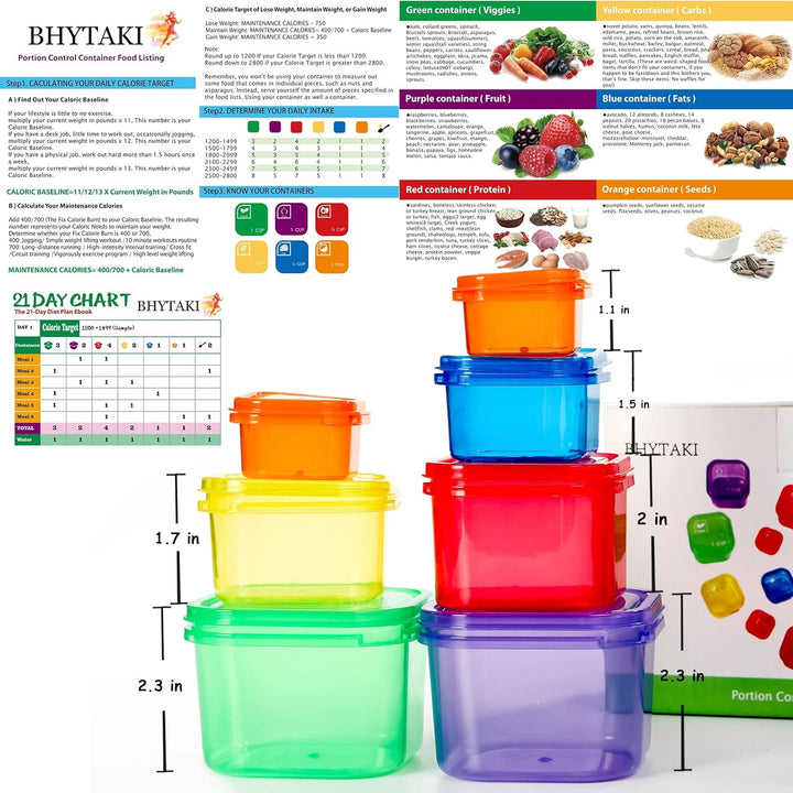 Portion Control Containers (14-Piece Set) - 21 Day Fix for Weight Loss-Nora Luxe