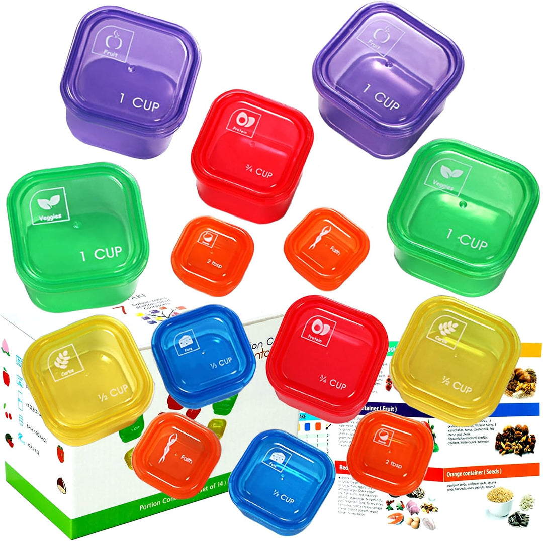 Portion Control Containers (14-Piece Set) - 21 Day Fix for Weight Loss-Nora Luxe