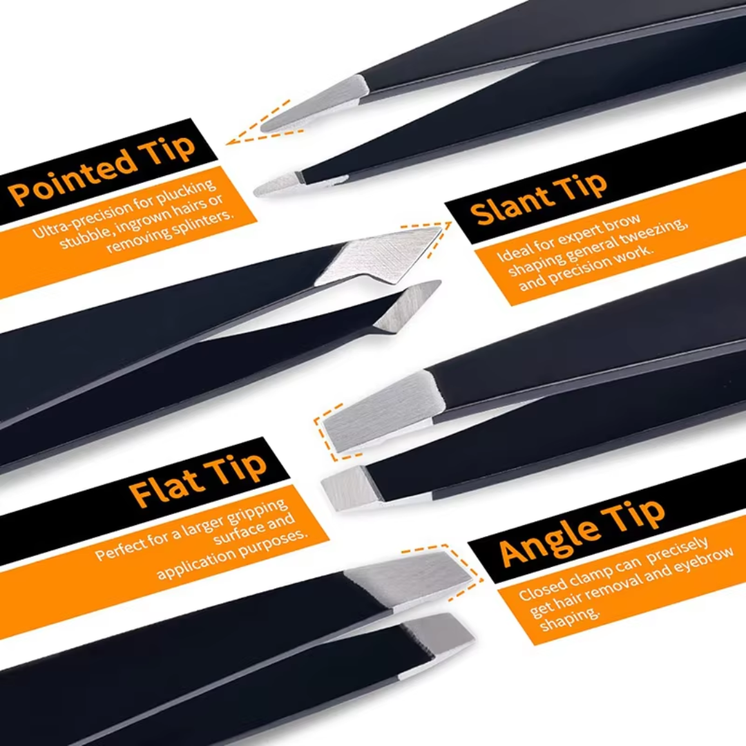 Precision Tweezer Set - 6-piece for Eyebrows with Travel Case-Multicolored-Nora Luxe