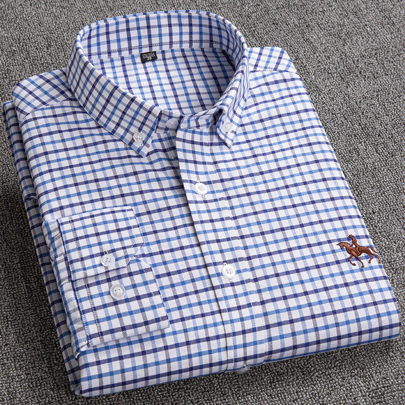 Premium Cotton Shirt - Hugo-Light Blue Checkered-40 / ~M-Nora Luxe