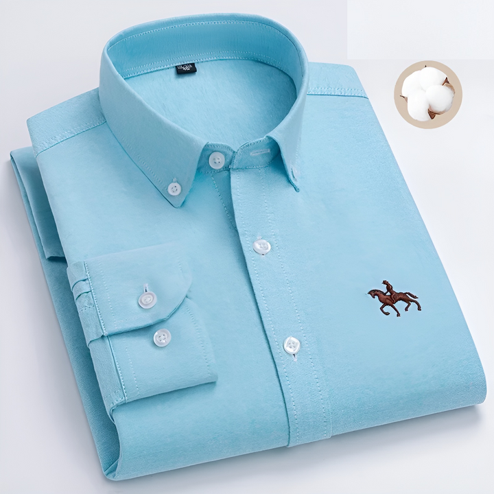 Premium Cotton Shirt - Hugo-Light Blue Checkered-40 / ~M-Nora Luxe