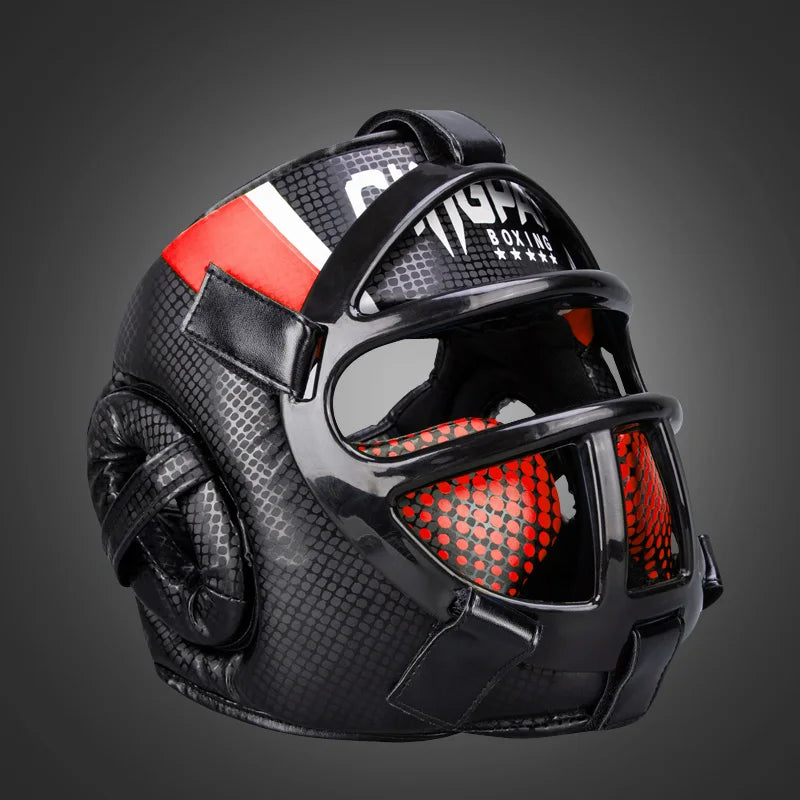 Premium Head Protection with Face Mask - FightGuard-Red-S-Nora Luxe