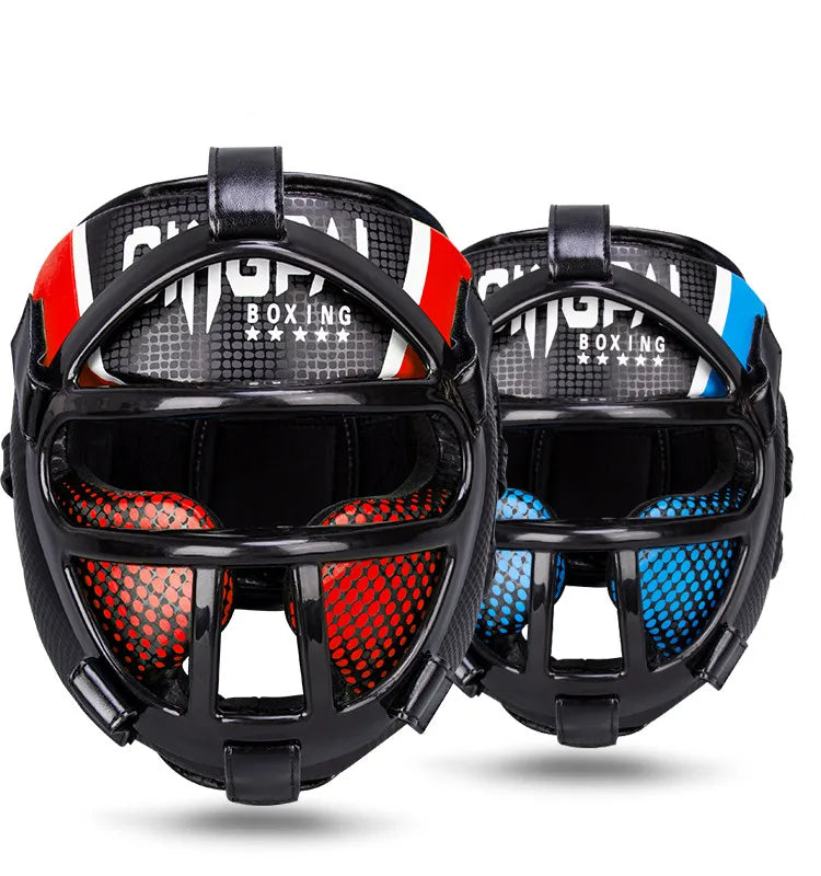 Premium Head Protection with Face Mask - FightGuard-Red-S-Nora Luxe