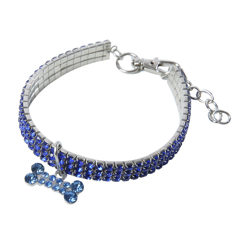 Premium Pet Collar - Bling It On-Blue-S 7.68 x 0.79 x 0.39 inches-Nora Luxe