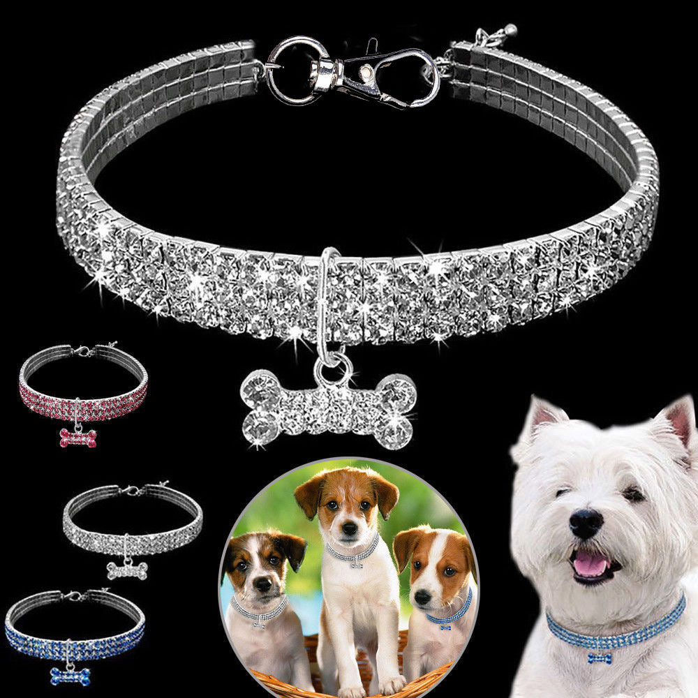 Premium Pet Collar - Bling It On-White-S 7.68 x 0.79 x 0.39 inches-Nora Luxe