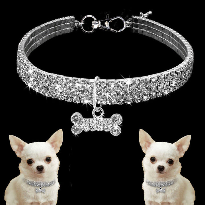 Premium Pet Collar - Bling It On-White-S 7.68 x 0.79 x 0.39 inches-Nora Luxe