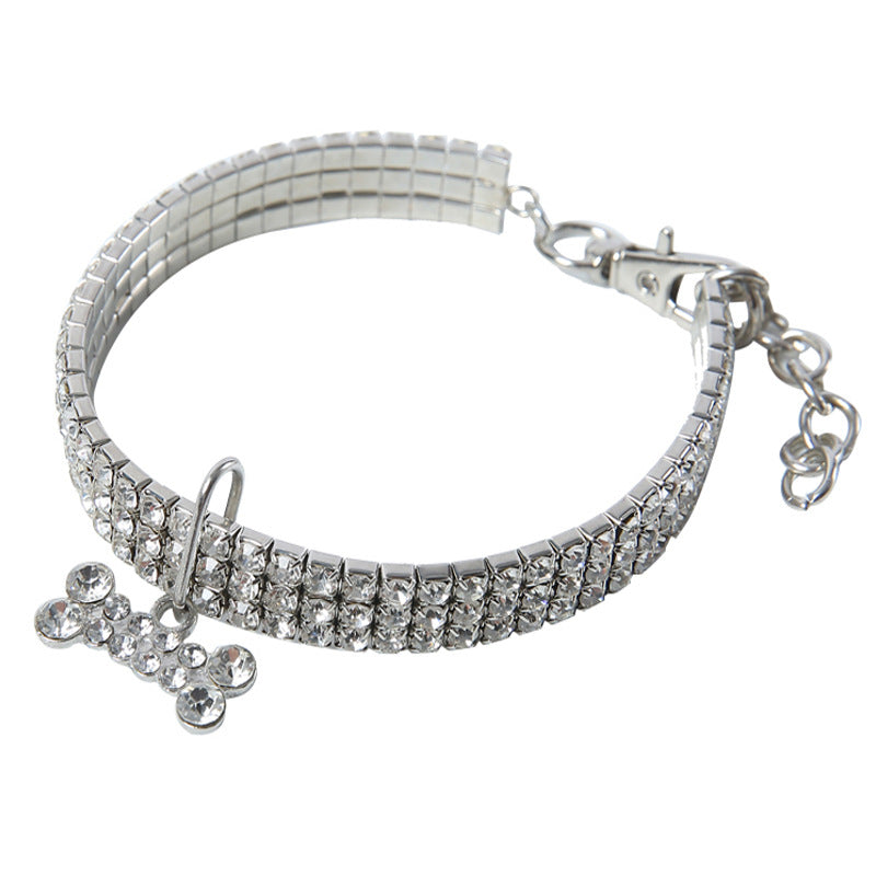 Premium Pet Collar - Bling It On-White-S 7.68 x 0.79 x 0.39 inches-Nora Luxe