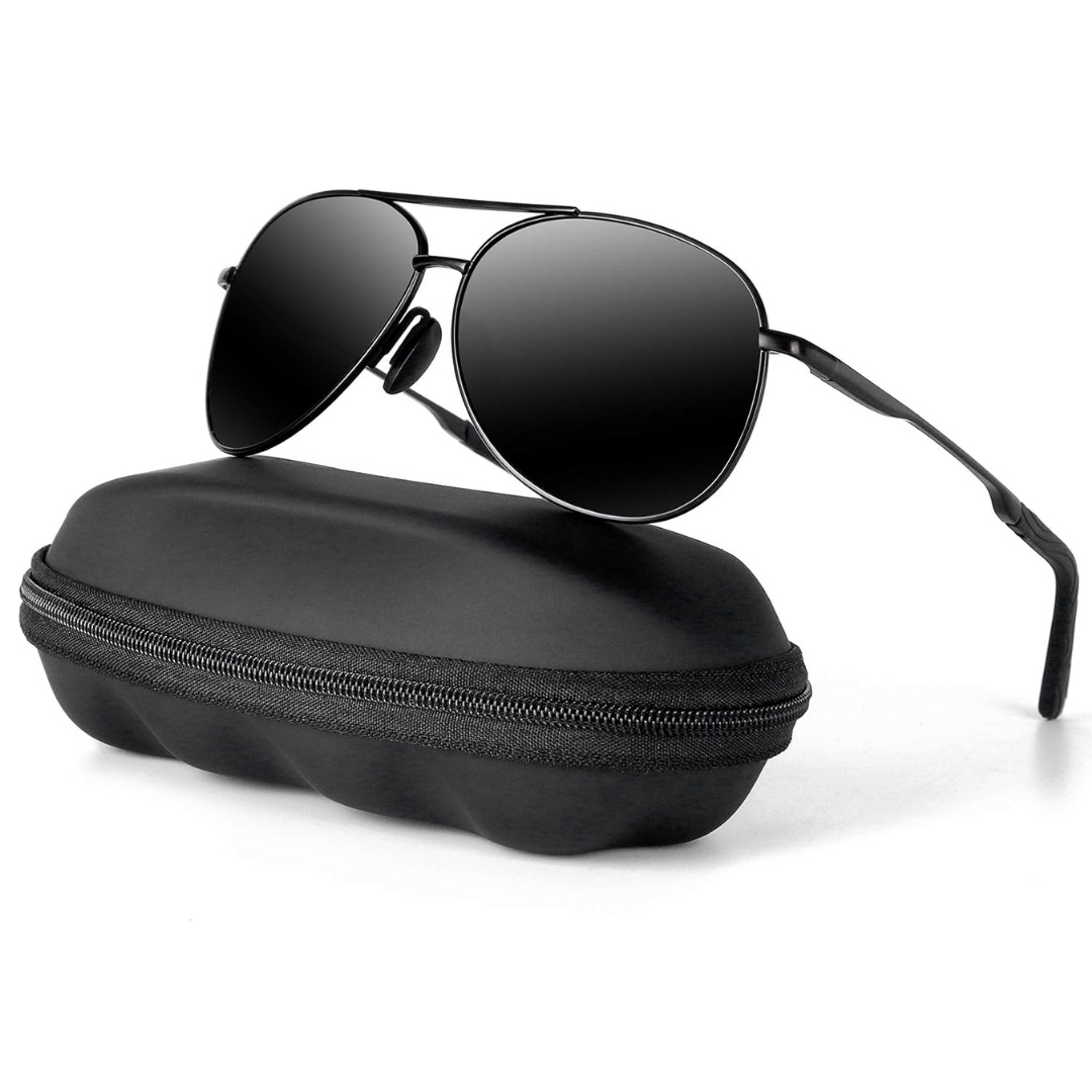 Premium Polarized Aviator Sunglasses - Joey-Black frame - Black lens-Nora Luxe