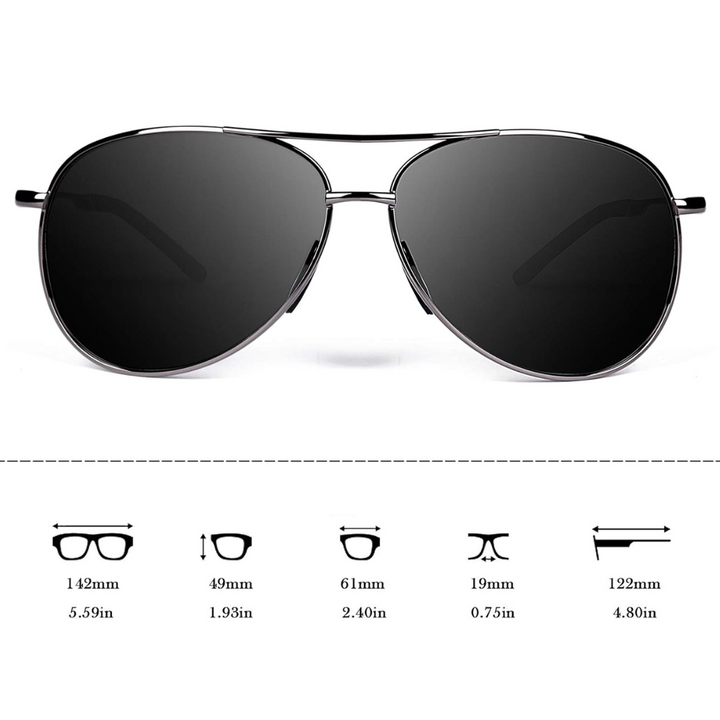 Premium Polarized Aviator Sunglasses - Joey-Gray frame - Black lens-Nora Luxe