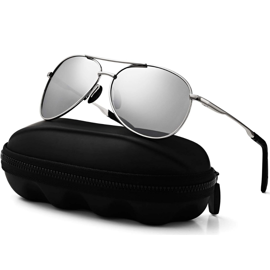 Premium Polarized Aviator Sunglasses - Joey-Silver frame - Silver lens-Nora Luxe