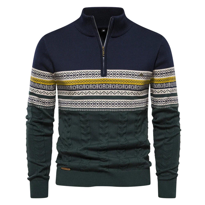 Premium Retro Pattern Sweater - Leo-Marine Blue-S-Nora Luxe