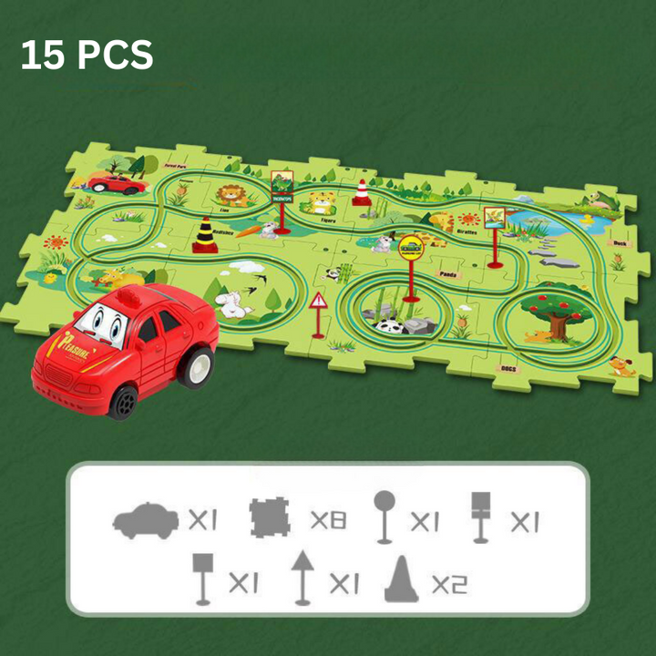 Problem-Solving Children's Puzzle - RacePuzzle-Dinosaur-5 Pieces-Nora Luxe