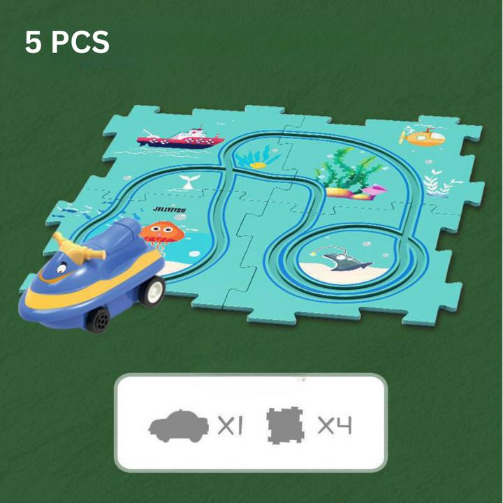 Problem-Solving Children's Puzzle - RacePuzzle-Dinosaur-5 Pieces-Nora Luxe