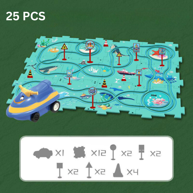 Problem-Solving Children's Puzzle - RacePuzzle-Dinosaur-5 Pieces-Nora Luxe