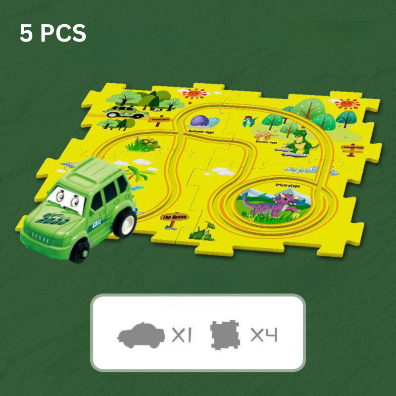 Problem-Solving Children's Puzzle - RacePuzzle-Dinosaur-5 Pieces-Nora Luxe