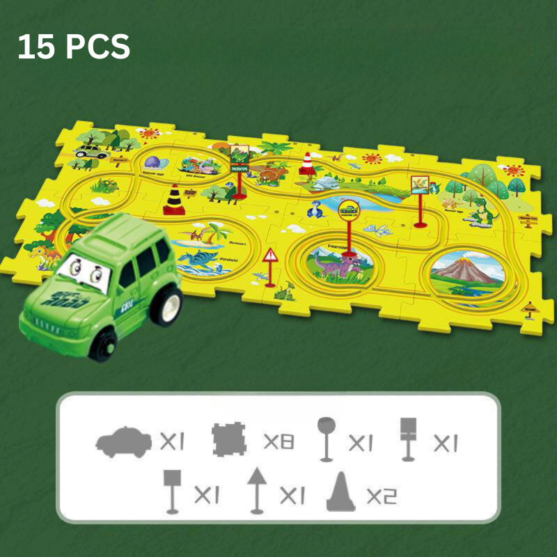 Problem-Solving Children's Puzzle - RacePuzzle-Dinosaur-5 Pieces-Nora Luxe