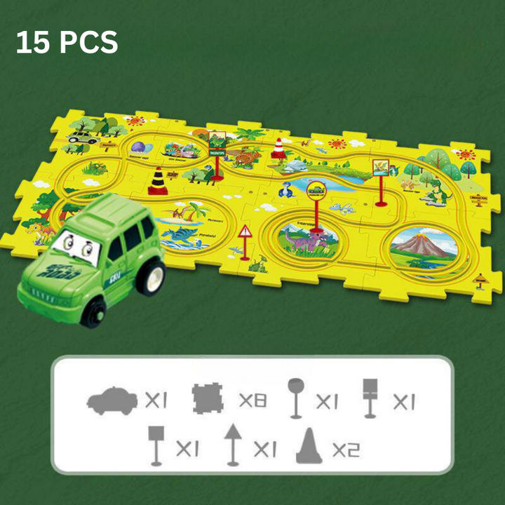 Problem-Solving Children's Puzzle - RacePuzzle-Dinosaur-5 Pieces-Nora Luxe
