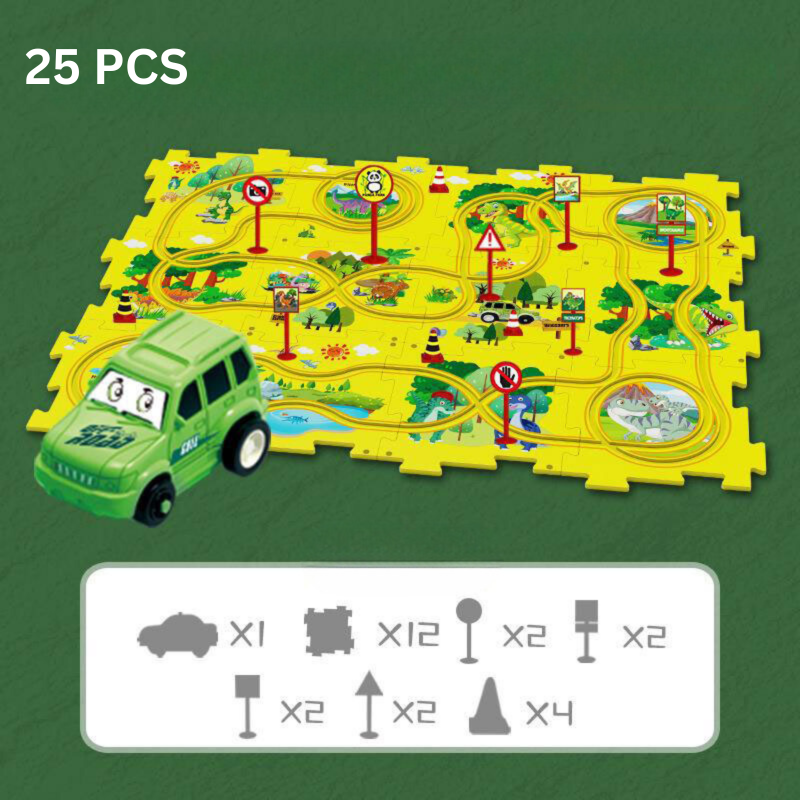 Problem-Solving Children's Puzzle - RacePuzzle-Dinosaur-5 Pieces-Nora Luxe