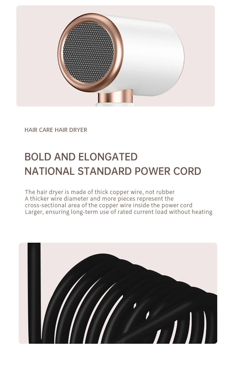 PROFESSIONAL HAIRDRYER 2400W WITH COLD AND HOT AIR - NEGATIVE IONS - POWERFUL HAIR DRYER FOR SALON RESULTS-Black-Nora Luxe