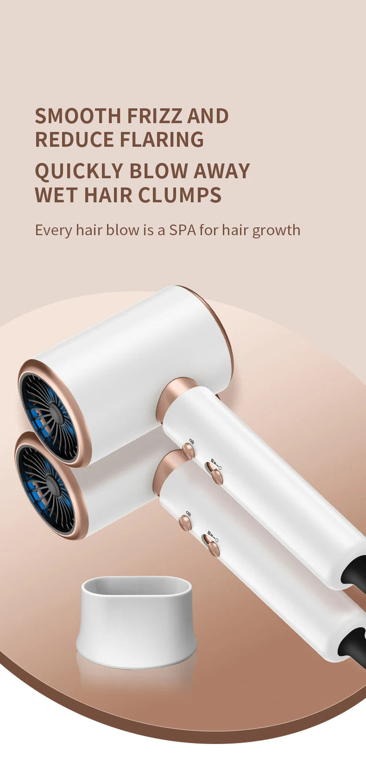 PROFESSIONAL HAIRDRYER 2400W WITH COLD AND HOT AIR - NEGATIVE IONS - POWERFUL HAIR DRYER FOR SALON RESULTS-Black-Nora Luxe