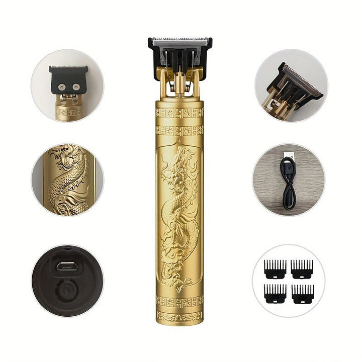 PROFESSIONAL RECHARGEABLE CLIPPER – VINTAGE STYLE FOR PRECISE TRIMMING-Gold-Nora Luxe