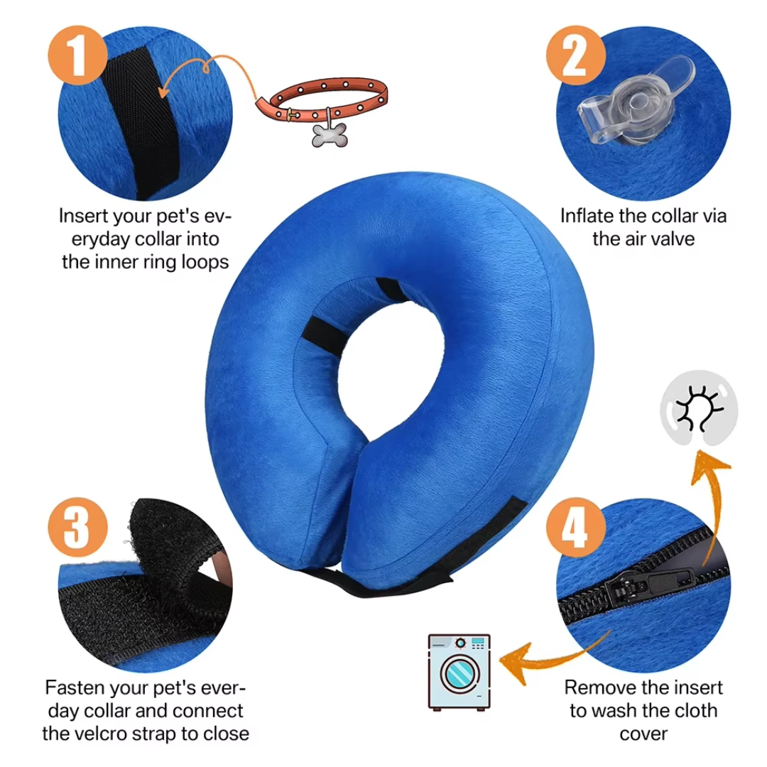 Protective Inflatable Dog Collar - Soft & Comfortable Recovery Collar-Blue-S-Nora Luxe