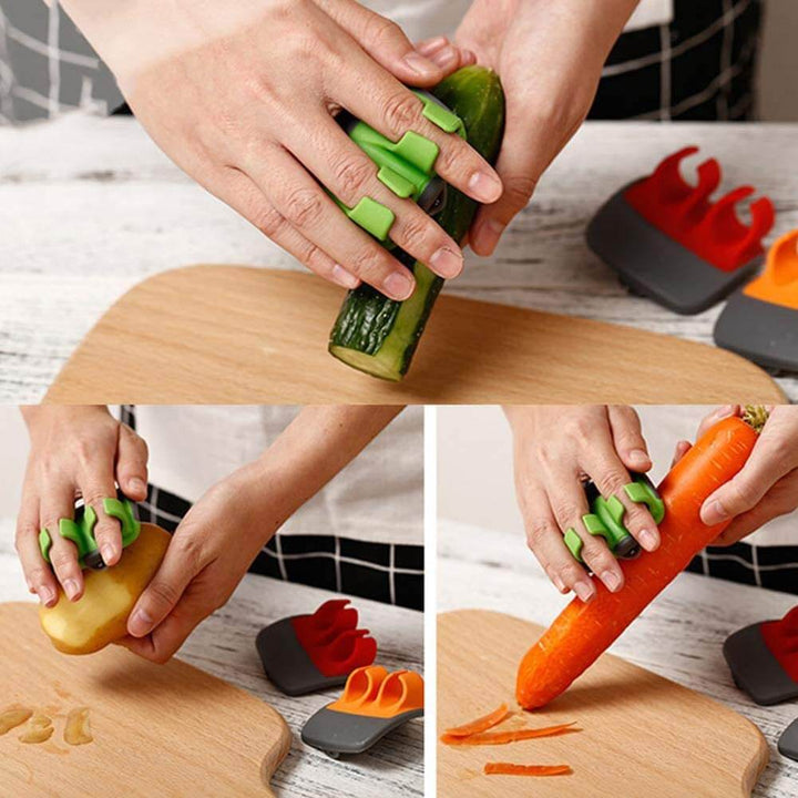 Protective Vegetable Peeler - FingerGuard-Green-Nora Luxe