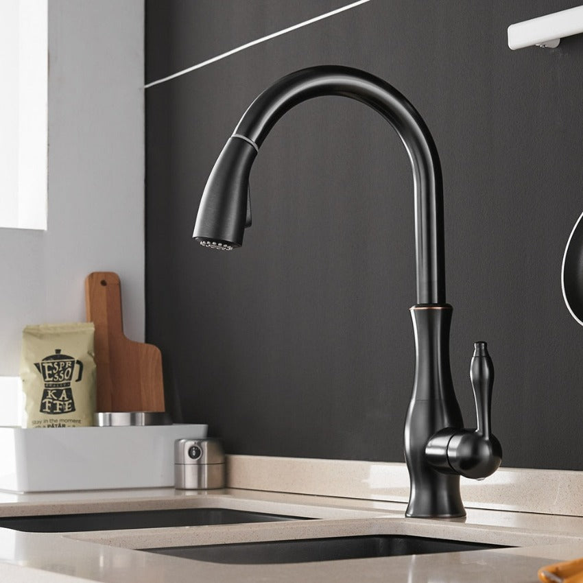 Pull-Out Kitchen Tap - FlexFlow-Black-Nora Luxe
