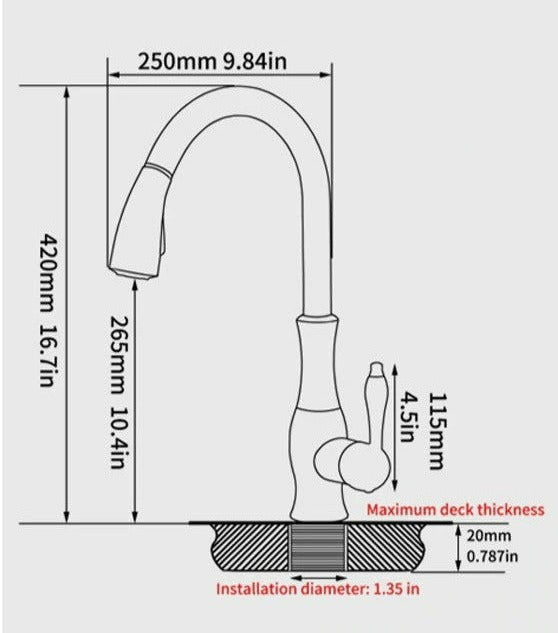 Pull-Out Kitchen Tap - FlexFlow-Brushed Steel-Nora Luxe