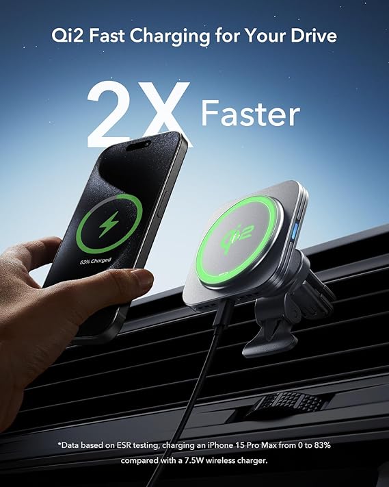 Qi2 Certified 15W MagSafe Car Charger – Magnetic Wireless Charger for Dashboard and Air Vent-Black-Qi2-certified 15W car charger-Nora Luxe