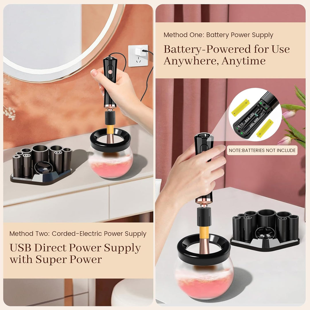 Quick Drying Electric Makeup Brush Cleaner – Clean & Ready to Use Immediately!-Black-Nora Luxe