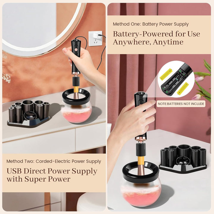 Quick Drying Electric Makeup Brush Cleaner – Clean & Ready to Use Immediately!-Black-Nora Luxe