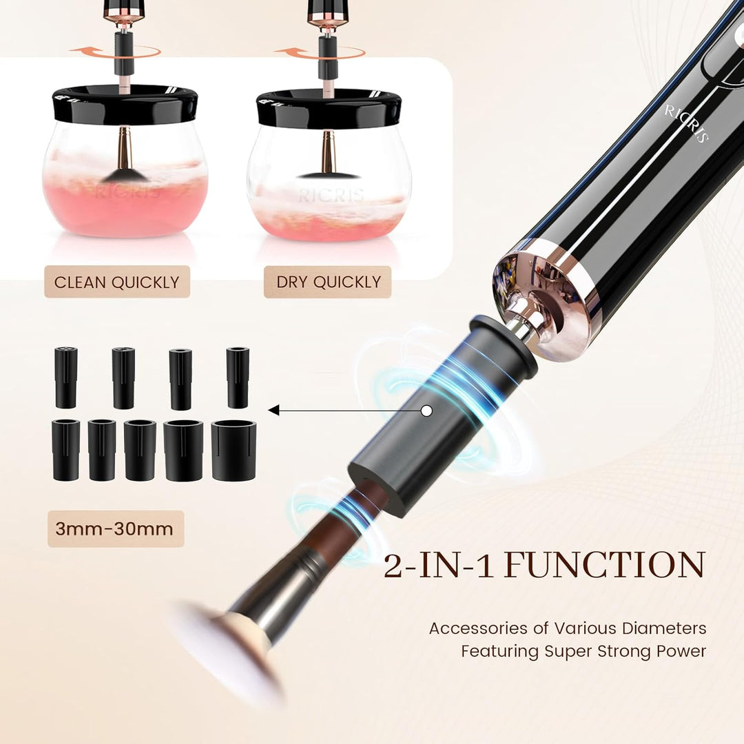 Quick Drying Electric Makeup Brush Cleaner – Clean & Ready to Use Immediately!-Black-Nora Luxe