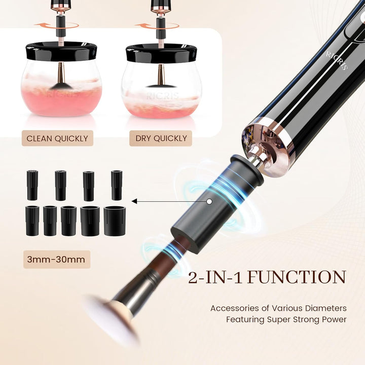 Quick Drying Electric Makeup Brush Cleaner – Clean & Ready to Use Immediately!-Black-Nora Luxe