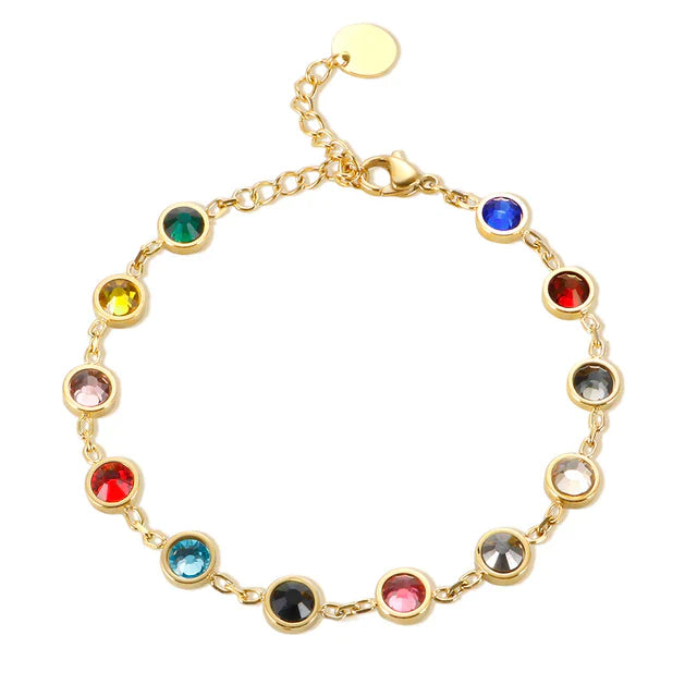 Rainbow Crystal Charm Bracelet | Elegant & Colourful Design-Gold-plated-Nora Luxe