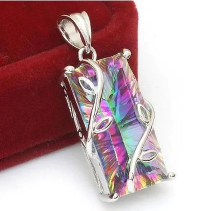 Rainbow Stone Tree of Life Pendant Necklace-Nora Luxe