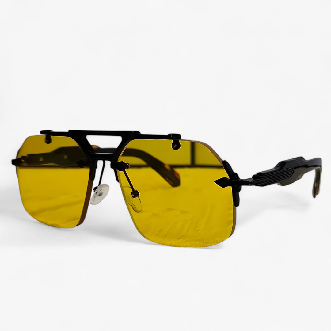 Randless oversized sunglasses with metal accents – Vexor-Black Yellow-Nora Luxe