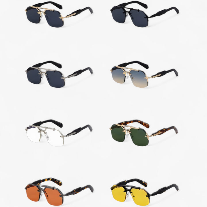 Randless oversized sunglasses with metal accents – Vexor-Gray Gold-Nora Luxe
