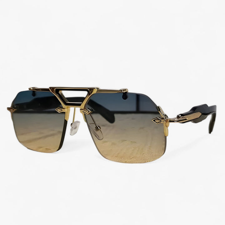 Randless oversized sunglasses with metal accents – Vexor-Gray Gold-Nora Luxe